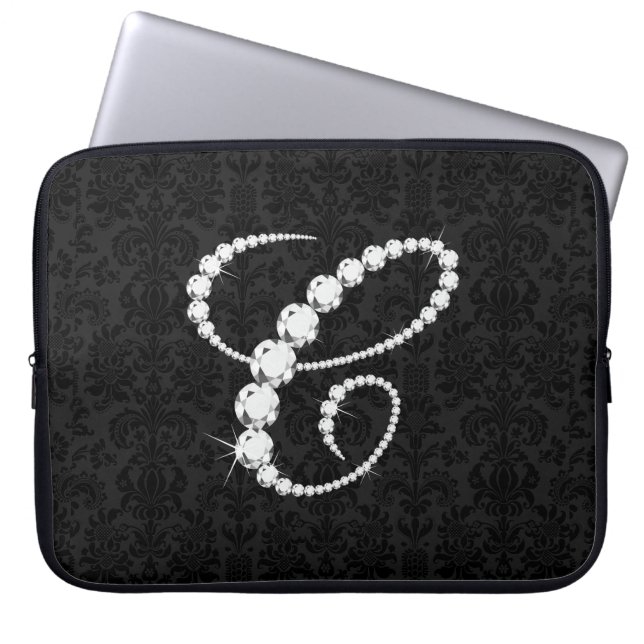 Capa Para Notebook Diamantes Iniciais C Estimulantes Elegantes - Mono (Frente)