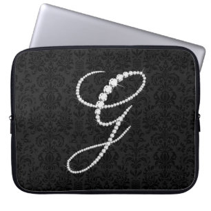 Capa Para Notebook Diamantes Iniciais G Elegantes - Monograma