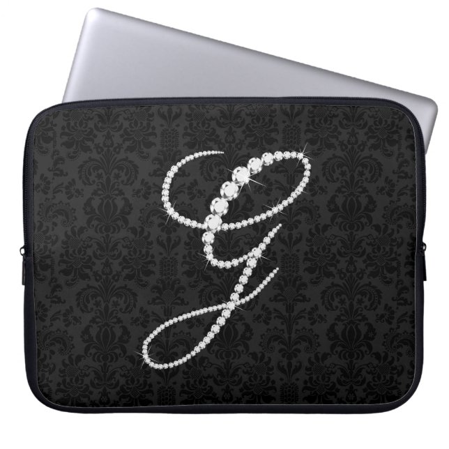 Capa Para Notebook Diamantes Iniciais G Elegantes - Monograma (Frente)