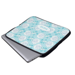 Capa Para Notebook Dianthus white no azul floral chamado laptop case