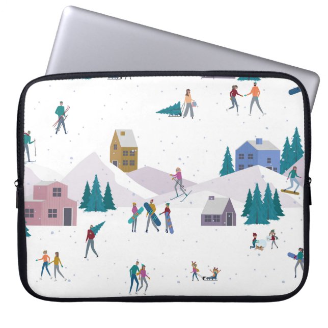 Capa Para Notebook Dias feriados nos Alpes de inverno: pessoas ativas (Frente)