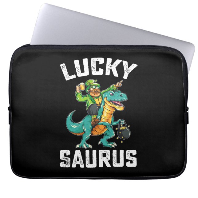 Capa Para Notebook Dino Lucky Saurus T Rex Dia de São Patrício (Frente)