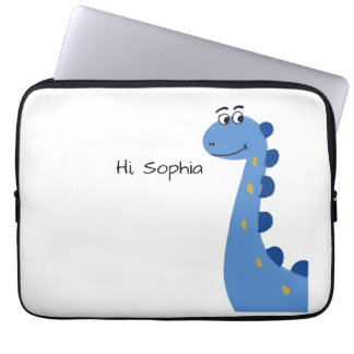 Capa Para Notebook Dinossauro Azul Fofo - Nome Personalizado Sophia
