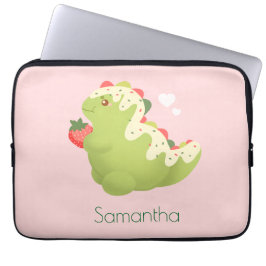 Capa Para Notebook Dinossauro de Matcha de Morango