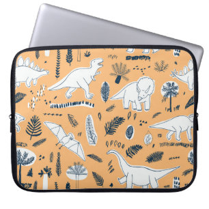 Capa Para Notebook Dinossauro e Folhas de Palma: Padrão Divertido