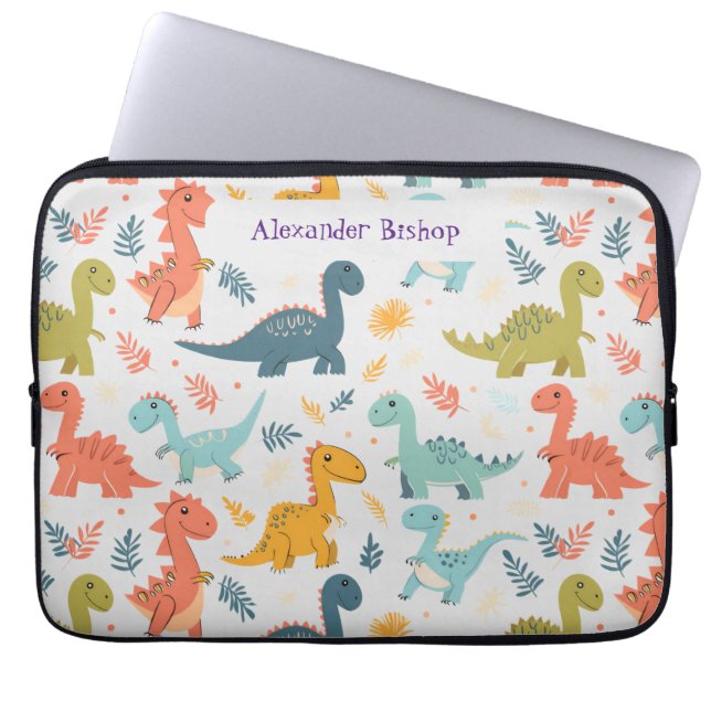 Capa Para Notebook Dinossauro Gato Personalizado (Frente)