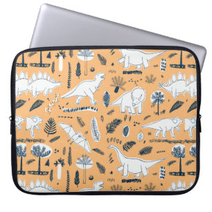 Capa Para Notebook dinossauros engraçados com padrão de folhas de pal