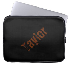 Capa Para Notebook Distressed Name Tablet Case (Black & Rust)