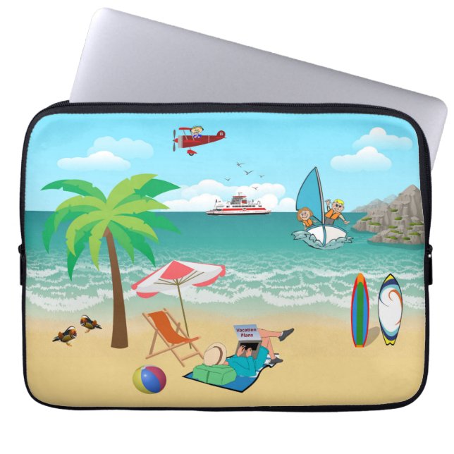 Capa Para Notebook Diversão à Beira-Mar (Frente)