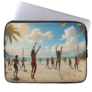 Capa Para Notebook Divertido Na Tinta Do Óleo De Voleibol Sun Beach,