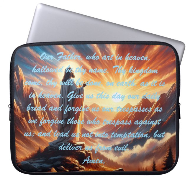 Capa Para Notebook Divino Sunset: Inspiração de Oração do Senhor (Frente)
