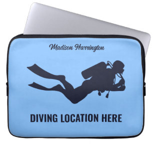 Capa Para Notebook Divisor de Scuba de Nome e Texto Personalizado