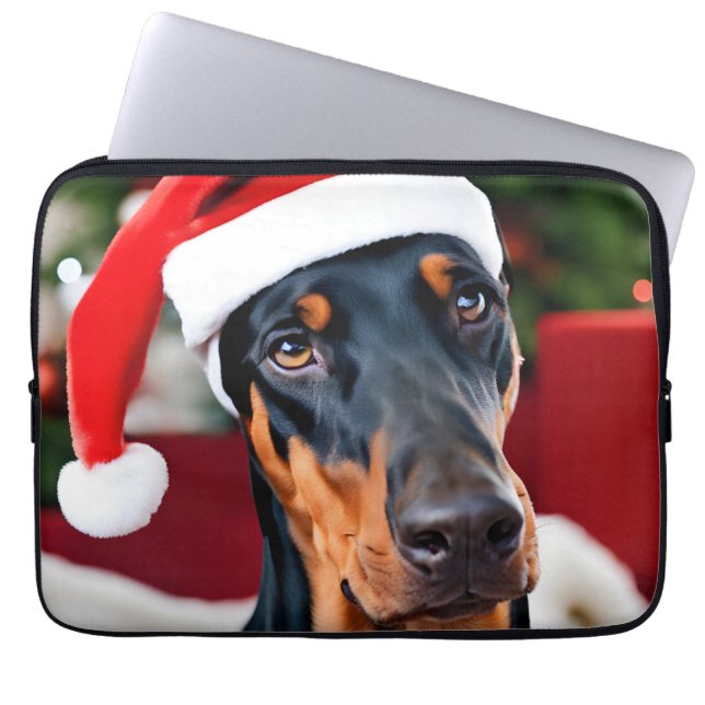 Capa Para Notebook Doberman Christmas (Frente)