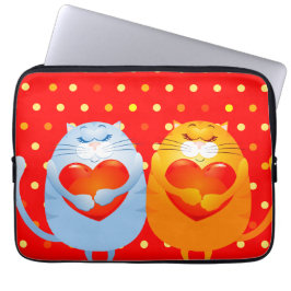 Capa Para Notebook Doce gato apaixonado, bolsa de laptop