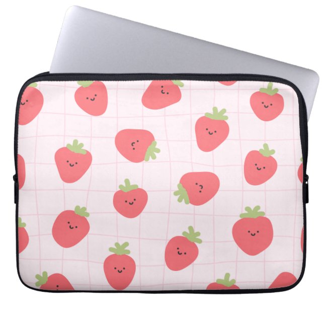 Capa Para Notebook Doce Padrão de Morango – Morango Kawaii (Frente)