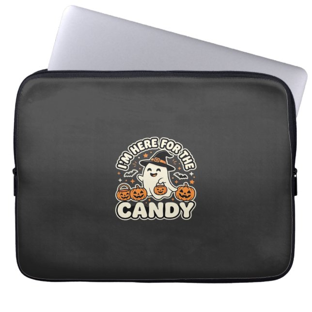 Capa Para Notebook Doces de Halloween Fantasma Desenho de Abóbora (Frente)
