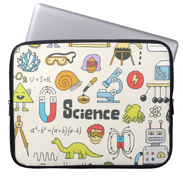 Capa Para Notebook Dodles Científicos: Conjunto Escolar Desenho À Mão (Frente)