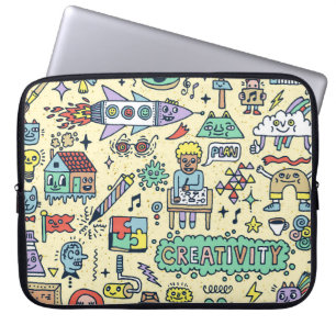 Capa Para Notebook Dodles criativos: conjunto de atividades divertida