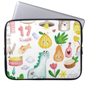 Capa Para Notebook Dodles de aquarela Kawaii, pronto para autocolante