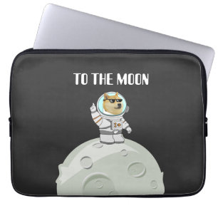 Capa Para Notebook Dogecoin para a lua cachorro negro engraçado de a