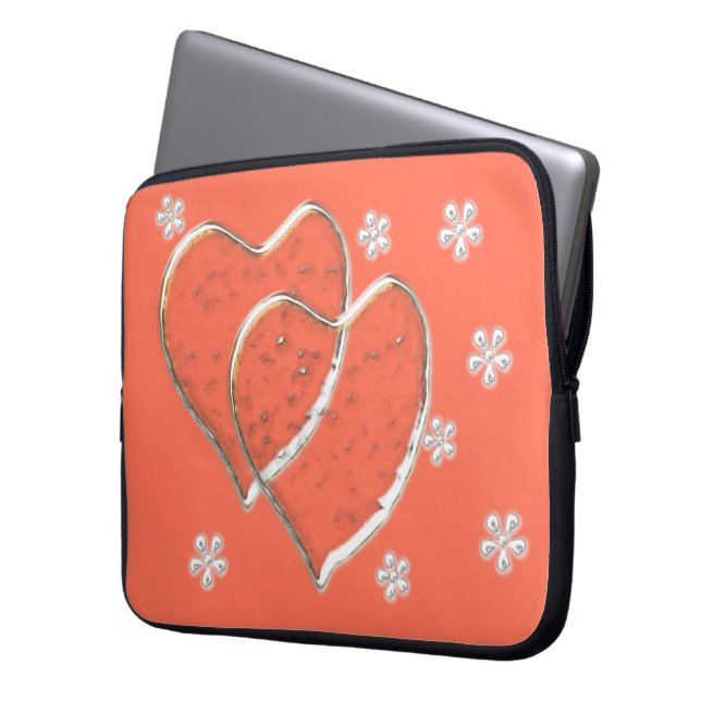 Capa Para Notebook dois corações transparentes, casamento romântico (Frente Esquerda)
