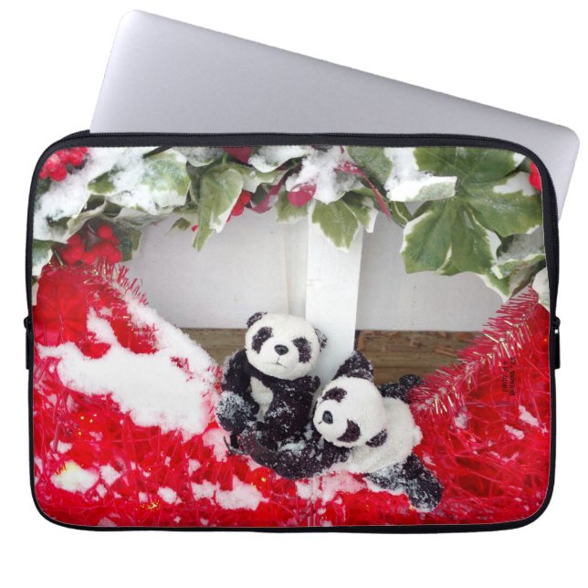 Capa Para Notebook Dois Pandas Queridos no Natal (Frente)