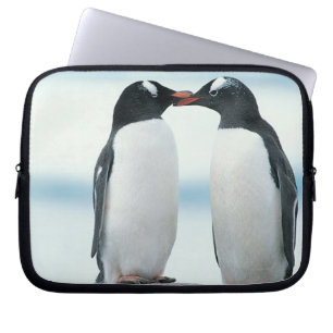 Capa Para Notebook Dois pinguins que tocam nos bicos