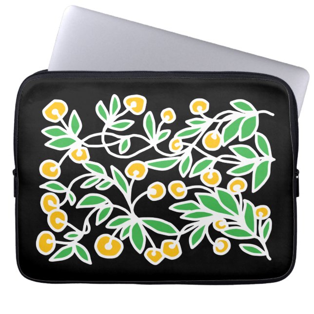 Capa Para Notebook Doodle amarelo e verde (Frente)