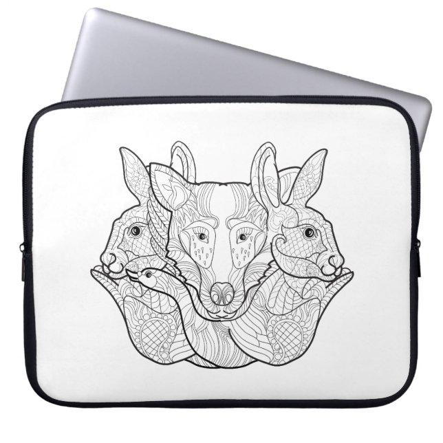 Capa Para Notebook Doodle animal do grupo (Frente)