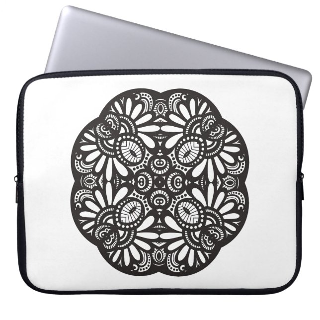 Capa Para Notebook Doodle bonito do quadrado preto de Deco (Frente)