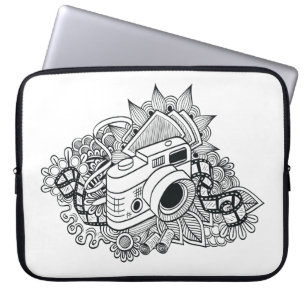 Capa Para Notebook Doodle da câmera do hipster