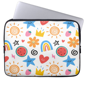 Capa Para Notebook Doodle de Verão Fofo Padrão Sem Costura Caprichoso