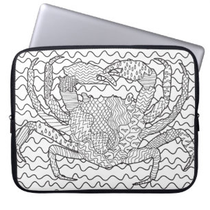 Capa Para Notebook Doodle detalhado do caranguejo do mar