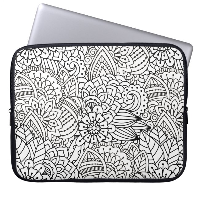 Capa Para Notebook Doodle do design da flor (Frente)