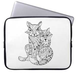 Capa Para Notebook Doodle do Fox de Boho