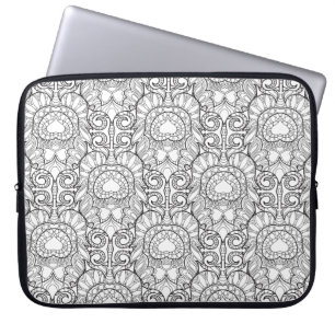 Capa Para Notebook Doodle do teste padrão da pena do pavão