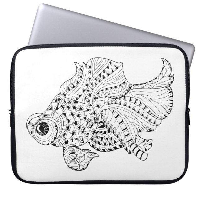 Capa Para Notebook Doodle dos peixes (Frente)
