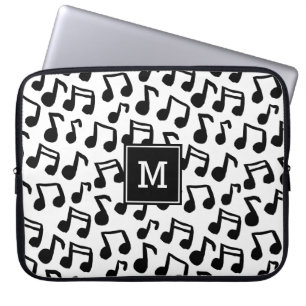 Capa Para Notebook Doodle Music anota monograma personalizado