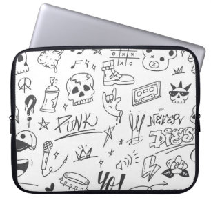 Capa Para Notebook Doodles de grafite: Punk Music Scribble