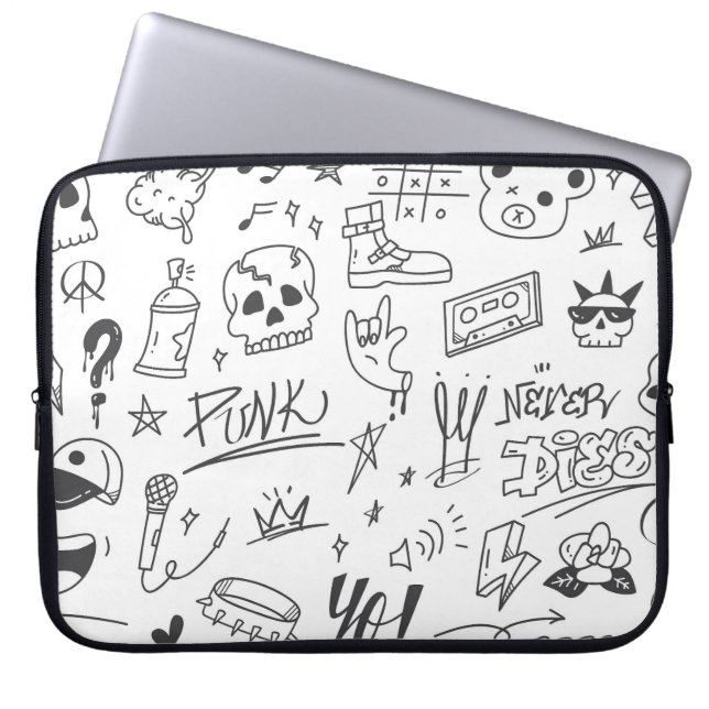 Capa Para Notebook Doodles de grafite: Punk Music Scribble (Frente)
