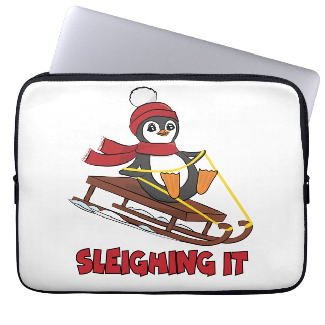 Capa Para Notebook Dormir - Pinguim-Cuta-Neve (Frente)