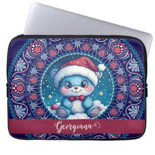Capa Para Notebook Dot do Urso Kawaii Personalizado de Natal Mandala