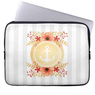 Capa Para Notebook Dourada Ângulo Náutico Floral de Cor Fluvial