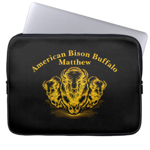 Capa Para Notebook Dourada Bison Stampede em um Prairie Selvagem