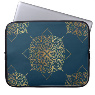 Capa Para Notebook Dourada Cor damasco de Mandala