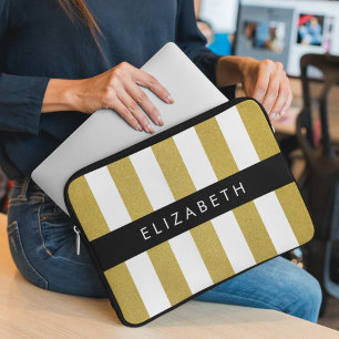 Capa Para Notebook Douradas faixas, padrão distribuído, linhas, seu n