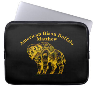 Capa Para Notebook Dourado bisão no conjunto de astronautas explorand