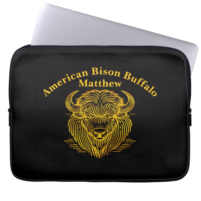 Capa Para Notebook Dourado Bison Buffalo Trabalho de arte com Intrica (Frente)