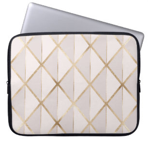 Capa Para Notebook Dourado brilho, padrão geométrico de rhombus.