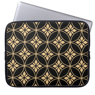 Capa Para Notebook Dourado e Preto: Vintagem Floral Abstrato